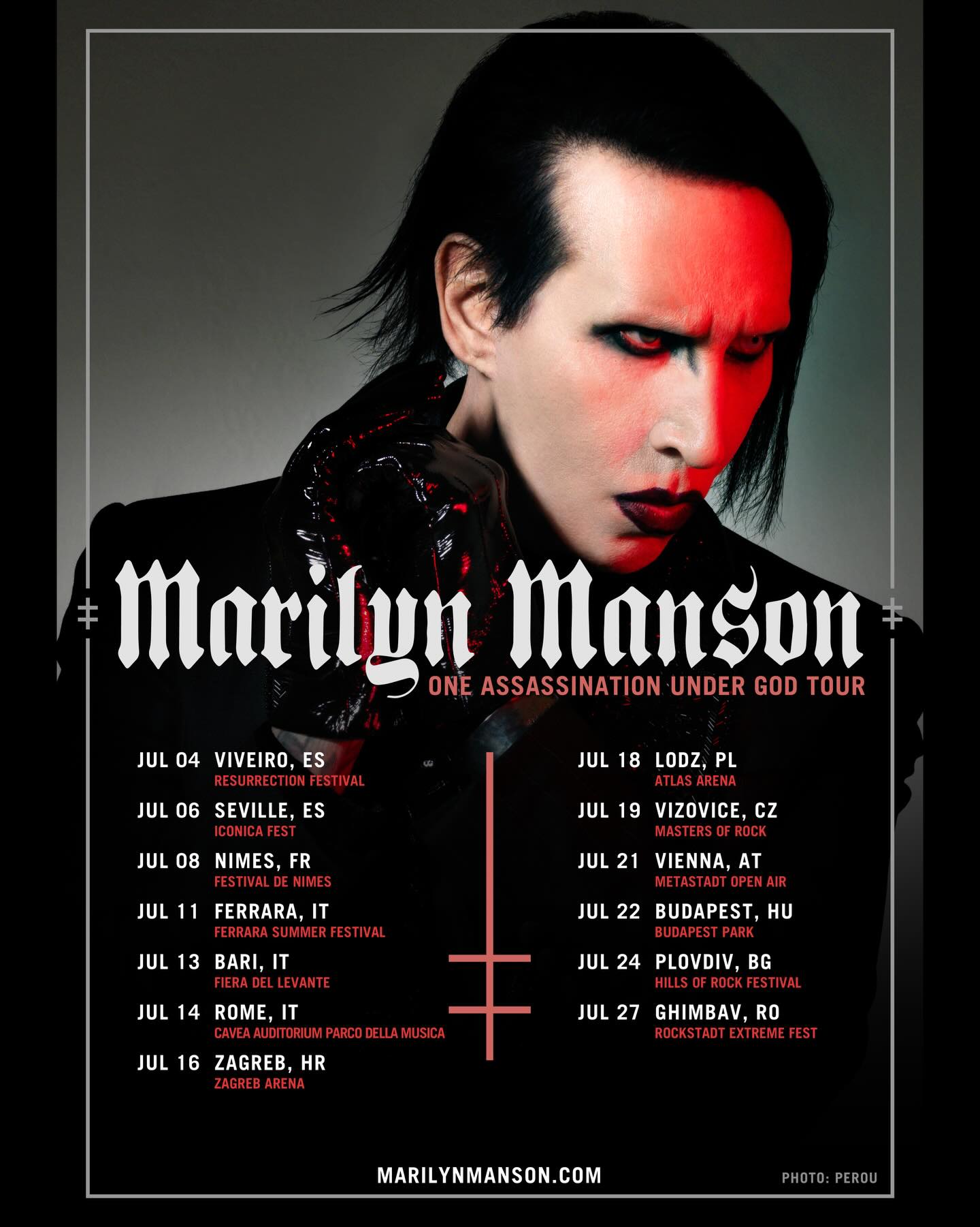 Marilyn Manson One Assassination Under God Tour Poster 2026